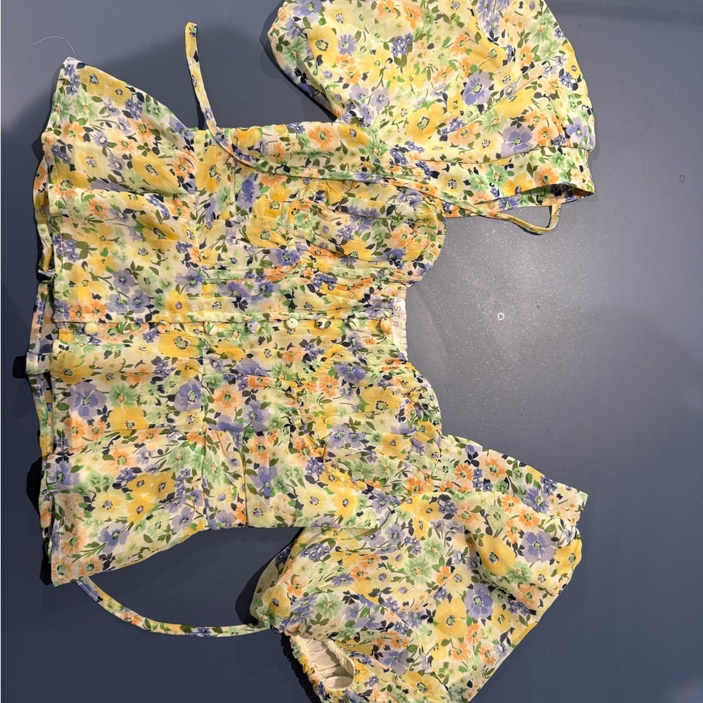 Floral Yellow and Purple Top